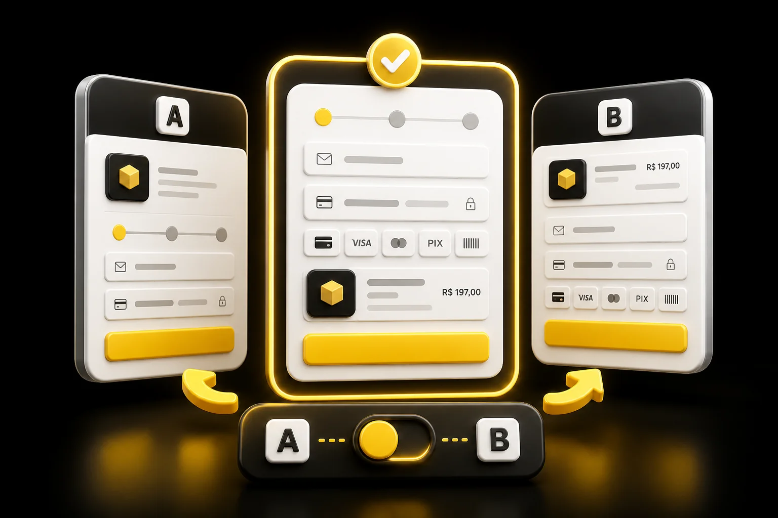 Layouts de checkout Snapp em teste A/B